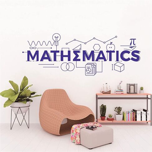 17x44 بوصة غرفة الأطفال الرياضيات علامة ملصقات الحائط الرياضيات التعليم الفينيل الشارات المدرسة الفصول الدراسية الديكور تحفيزية ملصق جدار الجداريات HQ951 (أسود) in Kuwait