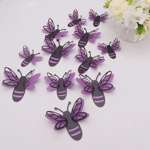 Happyyami 12pcs 3D النحل ملصقات الكرتون الحيوانات ملصقات الحائط جدار الفن ديكور العسل النحل يتمسك جدارية الشارات للأطفال طفل الحضانة الفصول الدراسية جدار نافذة الديكور الذهبي in Kuwait