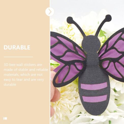 Happyyami 12pcs 3D النحل ملصقات الكرتون الحيوانات ملصقات الحائط جدار الفن ديكور العسل النحل يتمسك جدارية الشارات للأطفال طفل الحضانة الفصول الدراسية جدار نافذة الديكور الذهبي in Kuwait