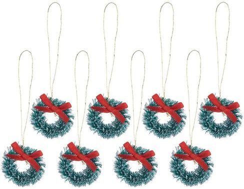 Mini Holiday Wreath -Tiny Sisal Wreath Accented with White Faux Snow & Red Bow -Crafts and Dolls - 1 Inch - Set of 8 in Saudi Arabia
