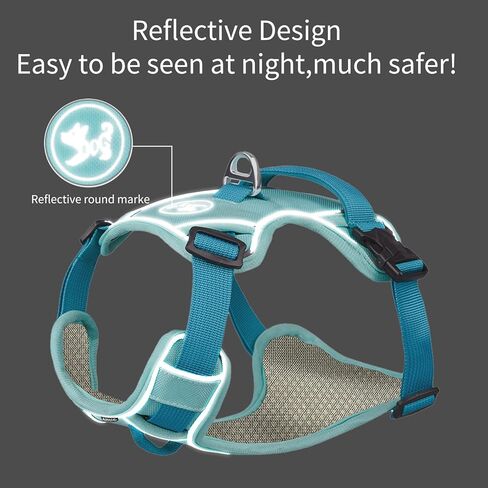 ايتل سرج خفيف الوزن مانع للسحب للمشي في الهواء الطلق - سترة مبطنة شبكية ناعمة وجيدة التهوية لجميع الاحوال الجوية، سرج امان للحيوانات الاليفة قابل للتعديل للكلاب المتوسطة والكبيرة الحجم، ازرق، M in Kuwait