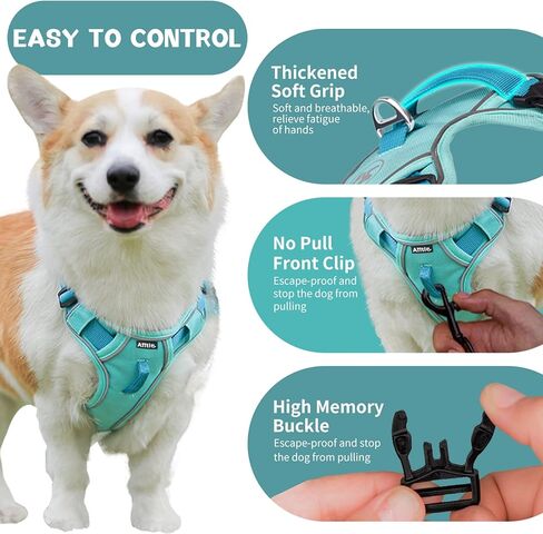 ايتل سرج خفيف الوزن مانع للسحب للمشي في الهواء الطلق - سترة مبطنة شبكية ناعمة وجيدة التهوية لجميع الاحوال الجوية، سرج امان للحيوانات الاليفة قابل للتعديل للكلاب المتوسطة والكبيرة الحجم، ازرق، M in Kuwait