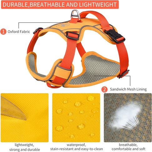 ايتل سرج متين مقاوم للماء للكلاب - مستلزمات الحيوانات الاليفة، سرج كلاب قابل للتعديل للمغامرات الخارجية مع شرائط عاكسة ومقبض ناعم سهل التحكم للكلاب الكبيرة والكبيرة جدًا، برتقالي مقاس L in Kuwait