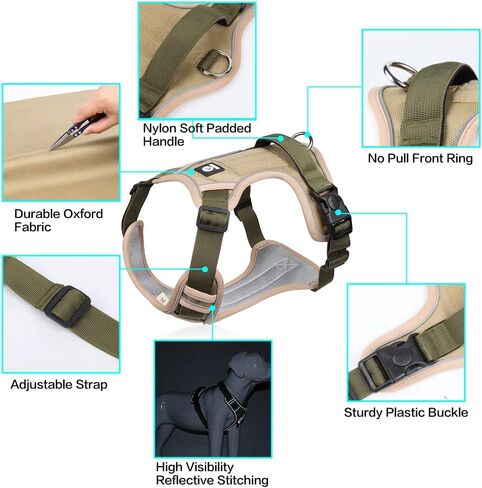 TDTOK الكلب تسخير للكلاب الصغيرة والمتوسطة الكبيرة، عاكس لا سحب الكلب يسخر مع مقبض، دائم لا خنق مشبك الجبهة النايلون الكلب تسخير مع شبكة الهواء تنفس مبطن مشبك الإفراج السريع in Kuwait