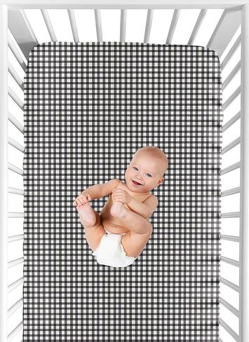 Polka Dot Ladybug Fitted Crib Sheet for Baby and Toddler Bedding Sets by Sweet Jojo Designs - Gingham Print in Kuwait