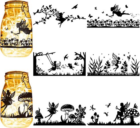 CREATCABIN 6Pcs Birds on Branches Silhouettes Mason Jar Decor Laser Cut Cardboard Scrapbook Cutouts Die Cuts Embellishments PVC for Crafting Lantern Jars Wall Painting window Glass Phones-No Sticker in Saudi Arabia