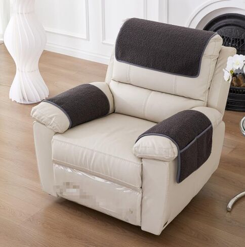 3 Pcs/Set Recliner Covers Armrest Covers for Recliner Chair with Storage Pockets Headrest Cover for Sofa Recliner Protector (Coffee) in Saudi Arabia