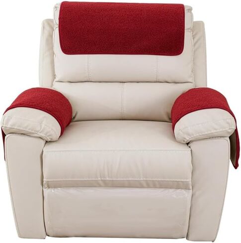 3 Pcs/Set Recliner Covers Armrest Covers for Recliner Chair with Storage Pockets Headrest Cover for Sofa Recliner Protector (Coffee) in Saudi Arabia