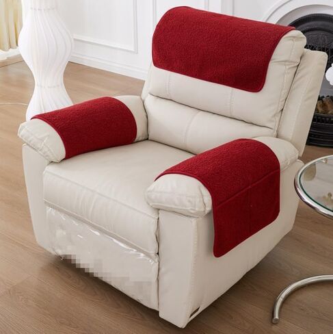 3 Pcs/Set Recliner Covers Armrest Covers for Recliner Chair with Storage Pockets Headrest Cover for Sofa Recliner Protector (Coffee) in Saudi Arabia