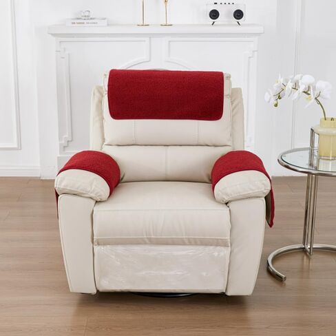 3 Pcs/Set Recliner Covers Armrest Covers for Recliner Chair with Storage Pockets Headrest Cover for Sofa Recliner Protector (Coffee) in Saudi Arabia