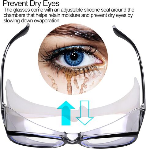 نظارات كوزي كير المرطبة للعيون الجافة تخفف من حدة النظارات مع غرف سيليكون ناعمة قابلة للتعديل لأعراض جفاف العيون (بريق داكن) in Kuwait