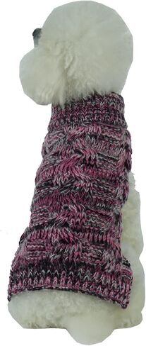 Pet Life ® Royal Bark Pet Sweater - Designer Heavy Cable Knitted Dog Sweater with Turtle Neck - Winter Dog Clothes Designed to Keep Warm in Saudi Arabia