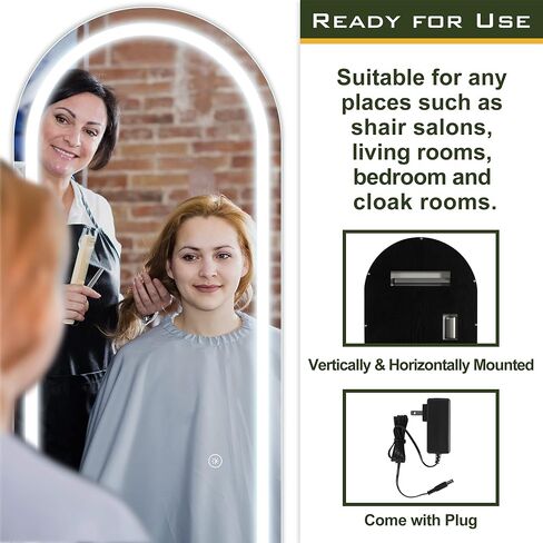 NicBex 63 x 20 Inch Oval Full Length Mirror with LED Lights, Wall Mounted Mirror, Color Dimmable & Brightness Adjustment for Bedroom,Living Room, Black in Kuwait