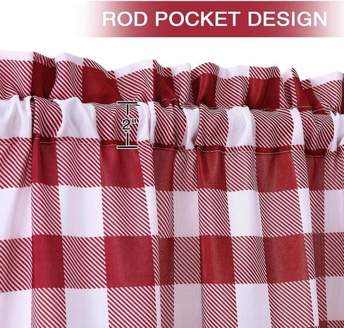 CAROMIO Kitchen Curtain Valance Red Farmhouse Buffalo Check Valance Curtains for Windows, Plaid Gingham Curtain Valance for Bathroom Rod Pocket Cafe Curtains, 56" Wx 15" L, One Panel in Saudi Arabia