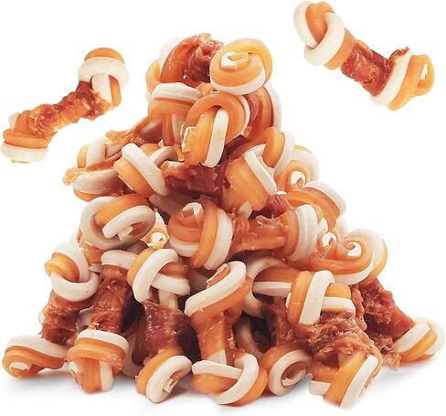 MON2SUN 2.5" Rawhide Free Dog Treats with Mixed Vegetables, Duck Wrapped Mini Knot Bones for Small Dogs, Healthy Dog Snakcs for Balanced Nutrition, 21.2oz in Saudi Arabia