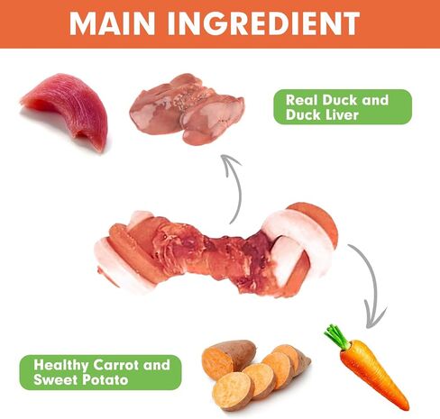 MON2SUN 2.5" Rawhide Free Dog Treats with Mixed Vegetables, Duck Wrapped Mini Knot Bones for Small Dogs, Healthy Dog Snakcs for Balanced Nutrition, 21.2oz in Saudi Arabia