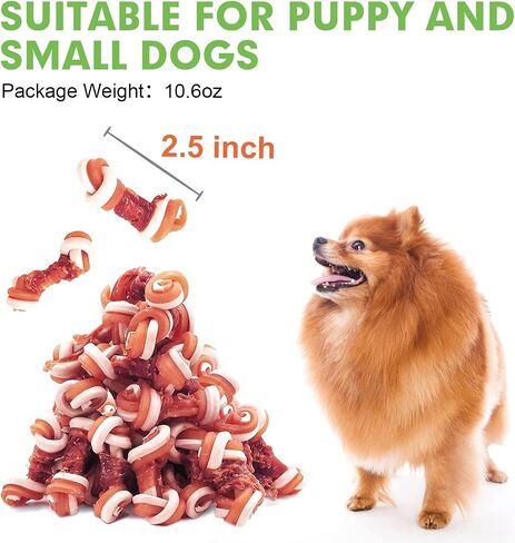 MON2SUN 2.5" Rawhide Free Dog Treats with Mixed Vegetables, Duck Wrapped Mini Knot Bones for Small Dogs, Healthy Dog Snakcs for Balanced Nutrition, 21.2oz in Saudi Arabia