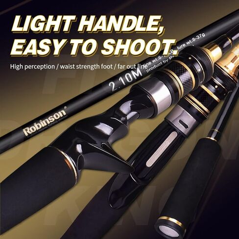 صنارة صيد خفيفة للغاية من REBORNSUN مكونة من قطعتين، قضبان صيد دوارة وصب للمياه العذبة أو المياه المالحة، إدراك حساس للباس والبانفيش والتراوت in Kuwait