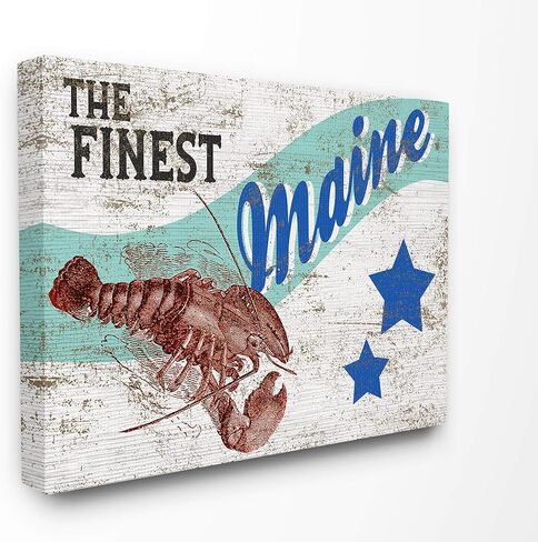 The Stupell Home Décor Collection Rustic Americana Star Crate Finest Lobster Maine State Stretched Canvas Wall Art, 30 x 40, Multi-Color in Saudi Arabia