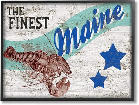 The Stupell Home Décor Collection Rustic Americana Star Crate Finest Lobster Maine State Stretched Canvas Wall Art, 30 x 40, Multi-Color in Saudi Arabia