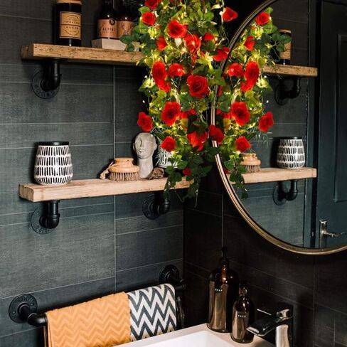 RECUTMS Artificial Rose Vine Hanging Plants 4Pieces 3.3Ft Hanging Flowers Artificial Hanging Plants Artificial Flower for Home Room Garden Wedding Indoor Outdoor Decoration (Black) in Kuwait