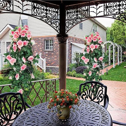 RECUTMS Artificial Rose Vine Hanging Plants 4Pieces 3.3Ft Hanging Flowers Artificial Hanging Plants Artificial Flower for Home Room Garden Wedding Indoor Outdoor Decoration (Black) in Kuwait