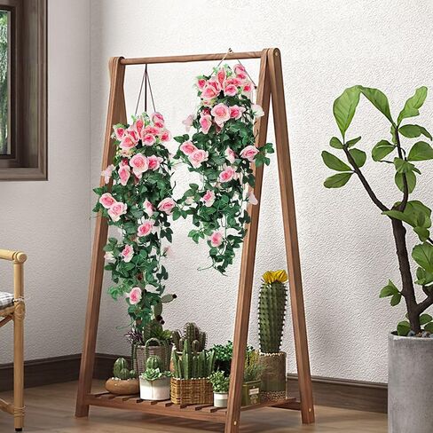 RECUTMS Artificial Rose Vine Hanging Plants 4Pieces 3.3Ft Hanging Flowers Artificial Hanging Plants Artificial Flower for Home Room Garden Wedding Indoor Outdoor Decoration (Black) in Kuwait