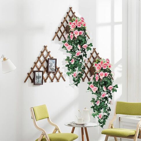 RECUTMS Artificial Rose Vine Hanging Plants 4Pieces 3.3Ft Hanging Flowers Artificial Hanging Plants Artificial Flower for Home Room Garden Wedding Indoor Outdoor Decoration (Black) in Kuwait