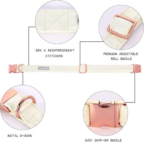 مجموعة طوق ومقود الكلب الحريري من Lionet Paws، طوق كلب مريح قابل للتعديل باللون الأبيض الفاتح مع مشبك معدني هدية للكلاب الصغيرة والمتوسطة والكبيرة، رقبة 16-24 بوصة in Kuwait