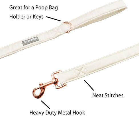 مجموعة طوق ومقود الكلب الحريري من Lionet Paws، طوق كلب مريح قابل للتعديل باللون الأبيض الفاتح مع مشبك معدني هدية للكلاب الصغيرة والمتوسطة والكبيرة، رقبة 16-24 بوصة in Kuwait