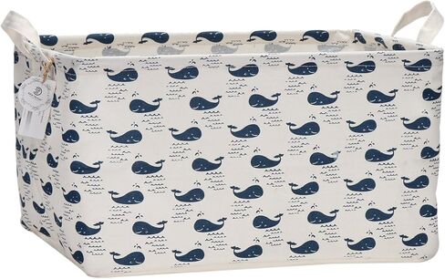 Sea Team 16.5" x 11.8" x 9.8" Square Natural Linen & Cotton Fabric Storage Bins Shelves Storage Baskets Organizers for Nursery & Kid's Room (Whale) in Saudi Arabia
