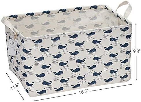Sea Team 16.5" x 11.8" x 9.8" Square Natural Linen & Cotton Fabric Storage Bins Shelves Storage Baskets Organizers for Nursery & Kid's Room (Whale) in Saudi Arabia