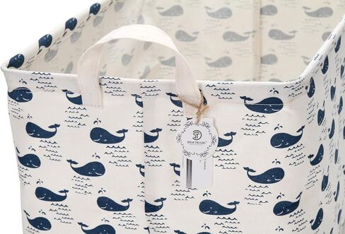 Sea Team 16.5" x 11.8" x 9.8" Square Natural Linen & Cotton Fabric Storage Bins Shelves Storage Baskets Organizers for Nursery & Kid's Room (Whale) in Saudi Arabia