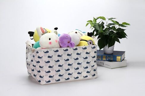 Sea Team 16.5" x 11.8" x 9.8" Square Natural Linen & Cotton Fabric Storage Bins Shelves Storage Baskets Organizers for Nursery & Kid's Room (Whale) in Saudi Arabia