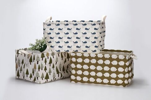 Sea Team 16.5" x 11.8" x 9.8" Square Natural Linen & Cotton Fabric Storage Bins Shelves Storage Baskets Organizers for Nursery & Kid's Room (Whale) in Saudi Arabia