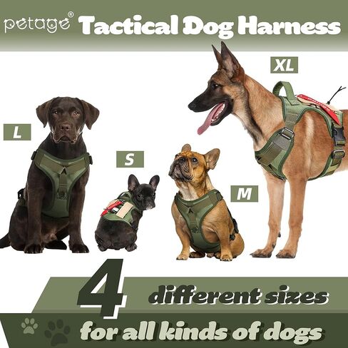 PETAGE التكتيكية الكلب تسخير للكلاب الصغيرة المتوسطة الكبيرة لا سحب قابل للتعديل لينة مبطن الكلب سترة عاكسة لا خنق الحيوانات الأليفة أكسفورد سترة مع سهولة التحكم الحيوانات الأليفة سترة الخدمة العسكرية الكلب يسخر (الأخضر L) in Kuwait