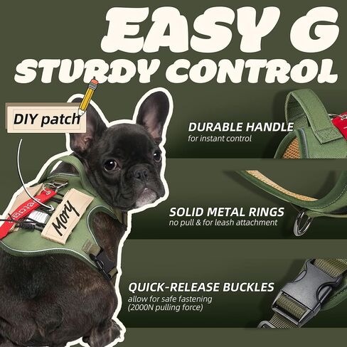PETAGE التكتيكية الكلب تسخير للكلاب الصغيرة المتوسطة الكبيرة لا سحب قابل للتعديل لينة مبطن الكلب سترة عاكسة لا خنق الحيوانات الأليفة أكسفورد سترة مع سهولة التحكم الحيوانات الأليفة سترة الخدمة العسكرية الكلب يسخر (الأخضر L) in Kuwait