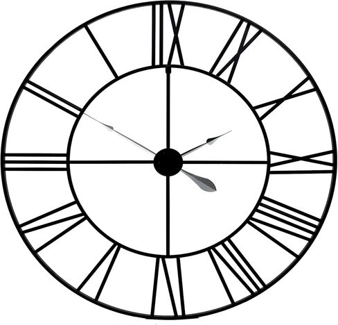 Patton Wall Decor 36" Black Metal Cut Out Roman Numeral Wall Clock in Kuwait
