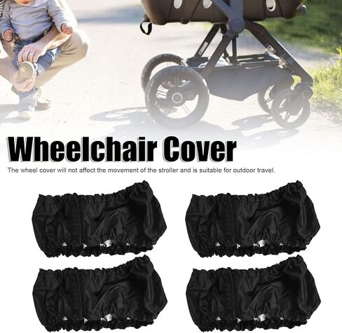 غطاء عجلة عربة الأطفال Zerodis، 4 قطع غطاء واقي للكرسي المتحرك مقاوم للغبار لعربة الأطفال (كبير) in Kuwait