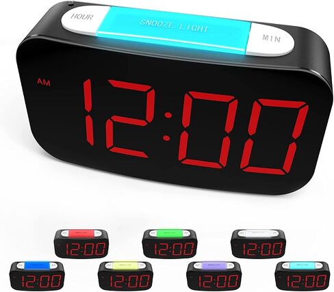 ساعة منبه رقمية لغرف النوم، منبهات بجانب السرير مع 7 إضاءة ليلية ملونة، شاشة LED كبيرة، منافذ USB مزدوجة، خاصية التعتيم التلقائي، ساعة للأطفال والمراهقين وكبار السن (ترقية) in Saudi Arabia