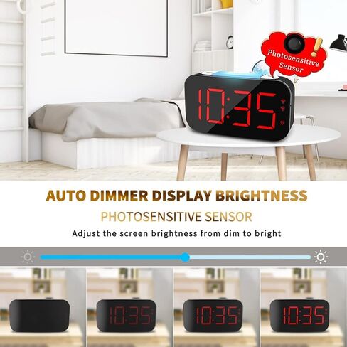ساعة منبه رقمية لغرف النوم، منبهات بجانب السرير مع 7 إضاءة ليلية ملونة، شاشة LED كبيرة، منافذ USB مزدوجة، خاصية التعتيم التلقائي، ساعة للأطفال والمراهقين وكبار السن (ترقية) in Saudi Arabia