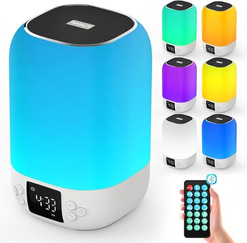 Bluetooth Speaker with Night Light, 2022 Newest Alarm Clock Touch Sensor Bedside Lamp Dimmable Multi-Color Changing, Wireless Speaker Bedroom Alarm Clock, Cool Stuff Gift Ideas for Teenage Girls/Boys in Kuwait
