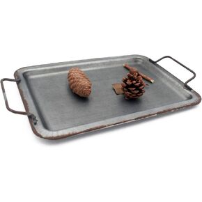 صينية تقديم معدنية مجلفن مزخرفة بمقابض مستطيلة 38.2 × 22.8 سم من فانروم in Kuwait