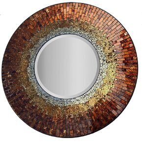 Lulu Decor, Decorative Handmade Amber Rectangle Mosaic Beveled Wall Mirror, Frame Measures 31" x 23.5", Beveled Mirror Measures 24" x 15.5" Perfect for Housewarming Gift. (LP307) in Kuwait