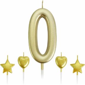 رقم شمعة كعكة عيد الميلاد السعيد، شمعة عيد ميلاد بدون دخان على شكل ألماس ثلاثي الأبعاد، زينة علوية للكب كيك لعيد الميلاد الذهبي مقاس 3.11 بوصة، مناسبة لذكرى الزفاف والحفلات والأطفال والبالغين (ذهبي 1) in Kuwait