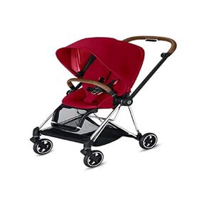 عربة أطفال سايبكس ميوس 2 كاملة، قابلة للطي بيد واحدة، مقعد قابل للعكس، تعليق سلس لجميع العجلات، مساحة تخزين إضافية، مسند للساق قابل للتعديل، مقعد أحمر حقيقي بإطار من الكروم/البني in Kuwait