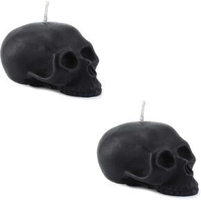 Darware Large Skull Candles (2-Pack, Black); 4.75 x 3-Inch Decorative Themed Candles for Halloween, Horror and Novelty Decor in Kuwait
