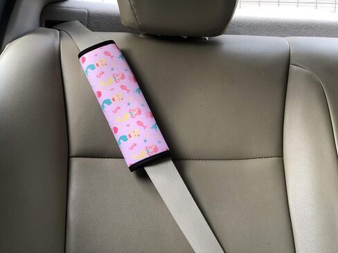 2 Pack Seat Belt Covers for Kids, FRRIOTN Soft Comfort Seat Belt Cushion for Children, Cute Cartoon Pattern Car Seat Belt Pads Cover for Girls and Boys (Pink Mermaid) in Saudi Arabia