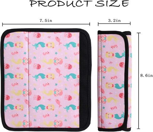 2 Pack Seat Belt Covers for Kids, FRRIOTN Soft Comfort Seat Belt Cushion for Children, Cute Cartoon Pattern Car Seat Belt Pads Cover for Girls and Boys (Pink Mermaid) in Saudi Arabia