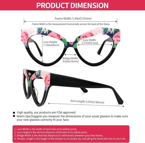 VOOGLAM Oversize Cat Eye Blue Light Blocking Glasses for Women Anti UV Eyestrain Eyewear Adida in Saudi Arabia